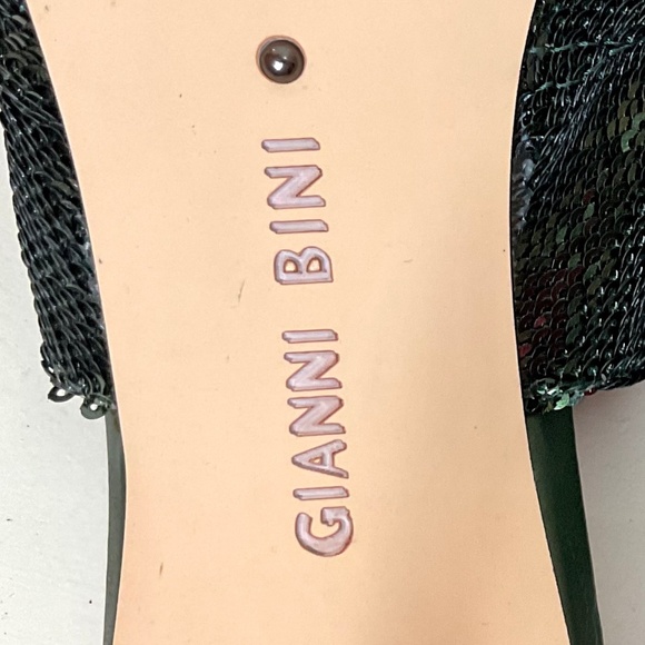 Gianni Bini Rossallio Dark Green Ruffle Sequin Mule Slip On Shoes sz 8 - Picture 9 of 15